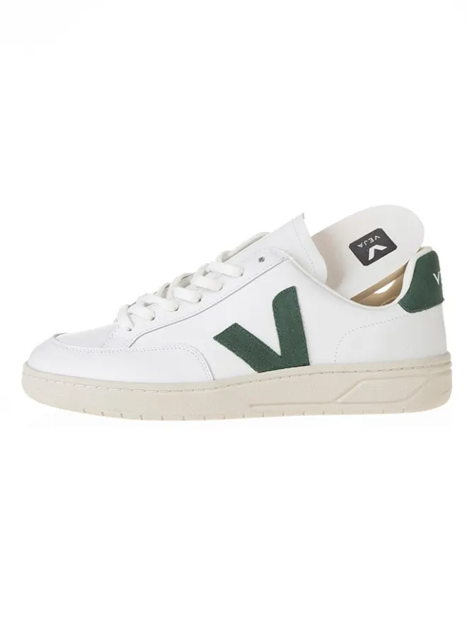 Leder-Sneakers "V 12" in Weiß/ Grün>Veja Online