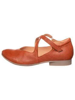 Think! Ballerinas^Leder-Spangenballerinas in Cognac