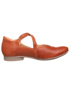 Think! Ballerinas^Leder-Spangenballerinas in Cognac