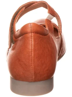 Think! Ballerinas^Leder-Spangenballerinas in Cognac