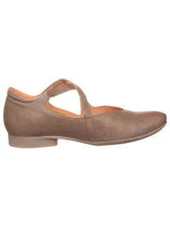 Think! Ballerinas^Leder-Spangenballerinas in Hellbraun