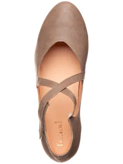 Think! Ballerinas^Leder-Spangenballerinas in Hellbraun