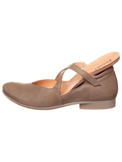 Think! Ballerinas^Leder-Spangenballerinas in Hellbraun