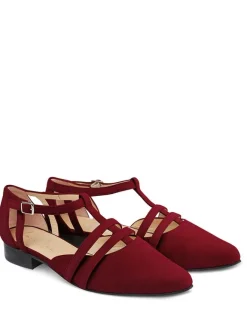 LaShoe Ballerinas^Leder-Spangenballerinas in Dunkelrot