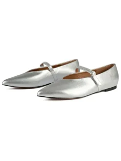 loft37 Ballerinas^Leder-Spangenballerinas in Silber