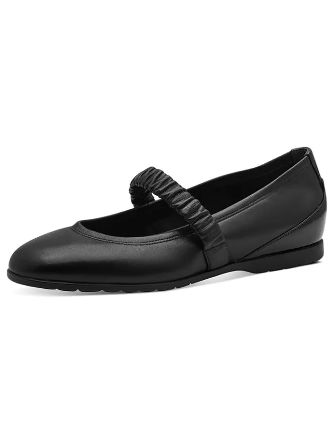 Leder-Spangenballerinas in Schwarz>Tamaris Outlet