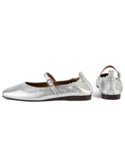 Leder-Spangenballerinas in Silber><noscript><img width=