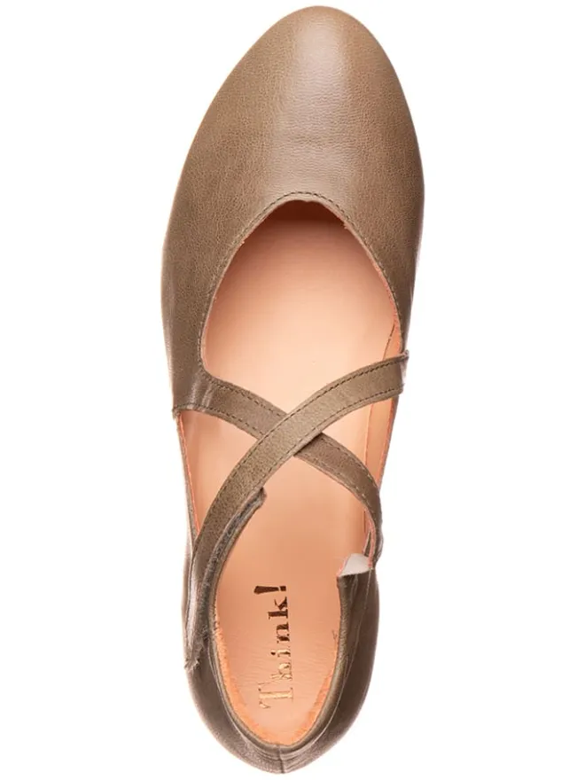 Leder-Spangenballerinas in Taupe>Think! Outlet