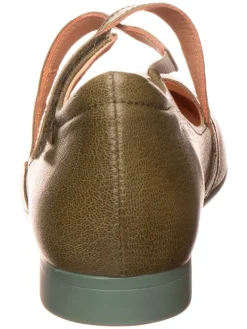 Leder-Spangenballerinas in Khaki><noscript><img width=