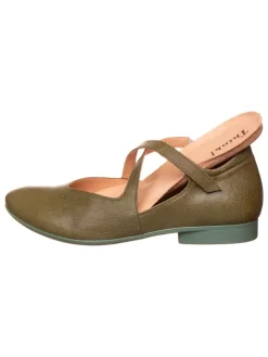 Leder-Spangenballerinas in Khaki><noscript><img width=