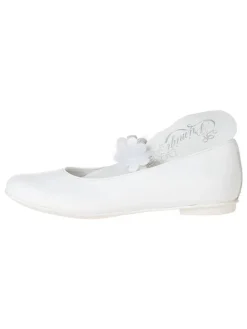 Leder-Spangenballerinas in Weiß><noscript><img width=