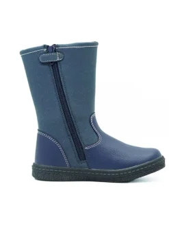 Leder-Stiefel in Blau><noscript><img width=