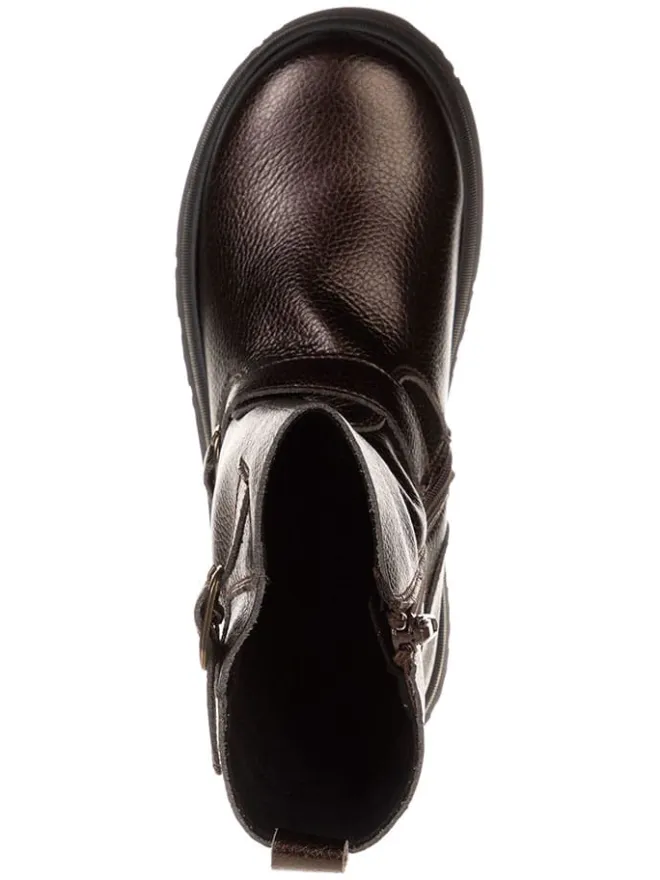 Leder-Stiefel in Braun>lamino Discount