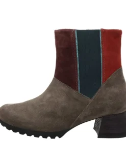 Leder-Stiefeletten in Braun/ Rot>Think! New