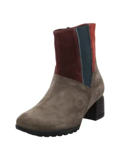 Leder-Stiefeletten in Braun/ Rot>Think! New