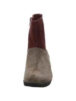 Leder-Stiefeletten in Braun/ Rot><noscript><img width=