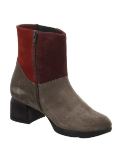 Leder-Stiefeletten in Braun/ Rot><noscript><img width=