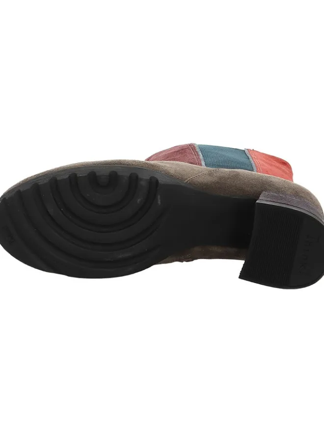 Leder-Stiefeletten in Braun/ Rot>Think! New