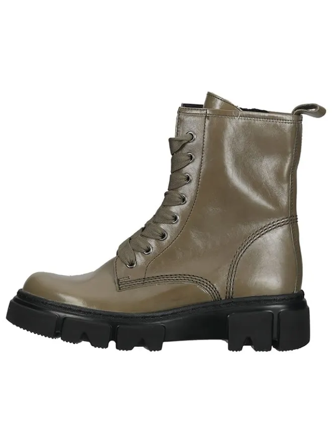 Leder-Stiefeletten in Khaki>Gabor Outlet