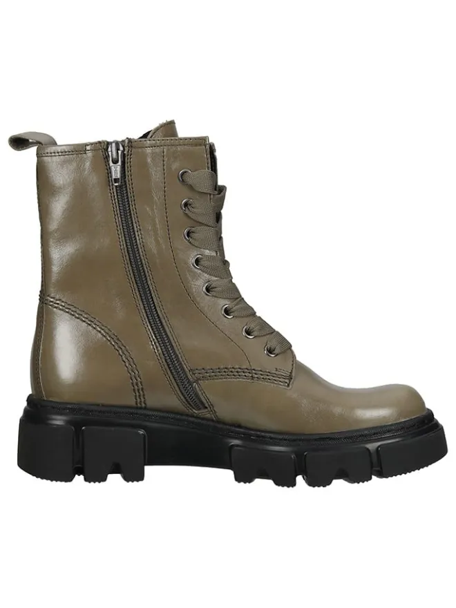 Leder-Stiefeletten in Khaki>Gabor Outlet