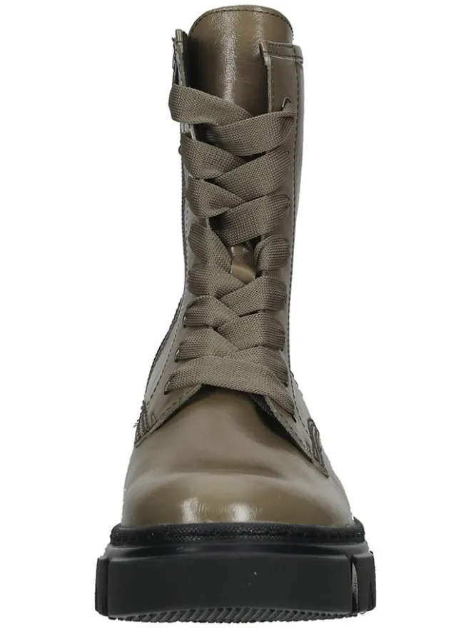 Leder-Stiefeletten in Khaki>Gabor Outlet