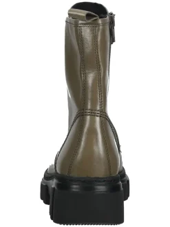 Leder-Stiefeletten in Khaki><noscript><img width=