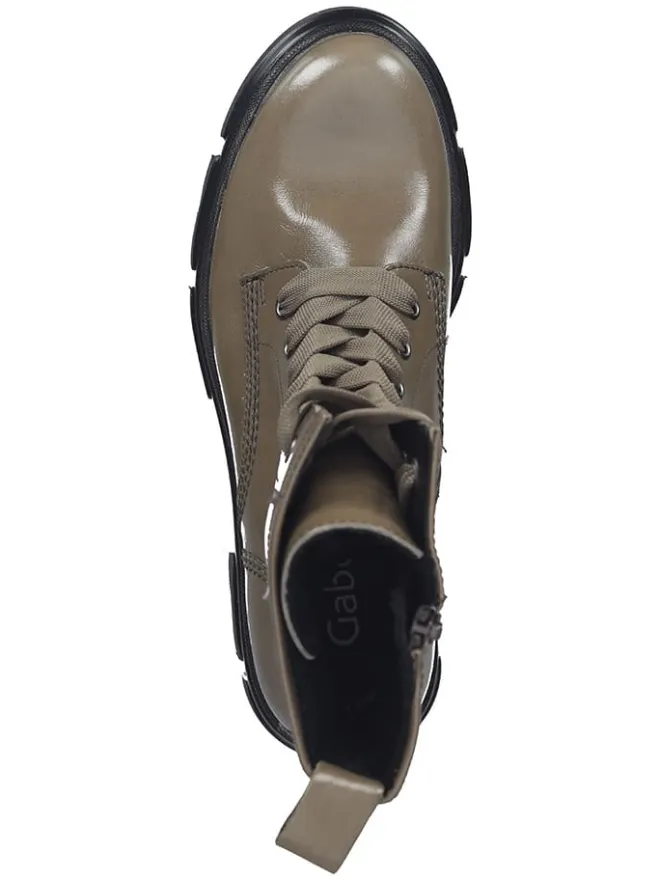 Leder-Stiefeletten in Khaki>Gabor Outlet