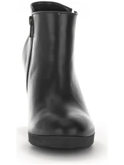 Leder-Stiefeletten in Schwarz><noscript><img width=