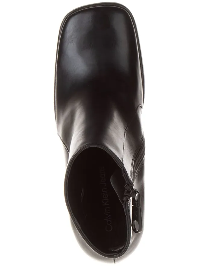 Leder-Stiefeletten in Schwarz>Calvin Klein
