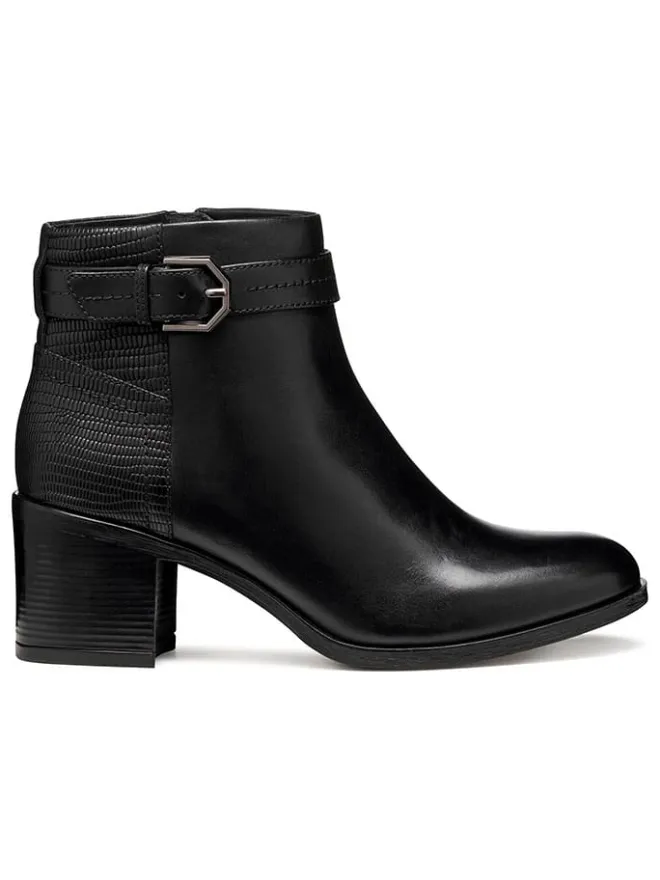 Geox Stiefeletten^Leder-Stiefeletten "New Asheel" in Schwarz