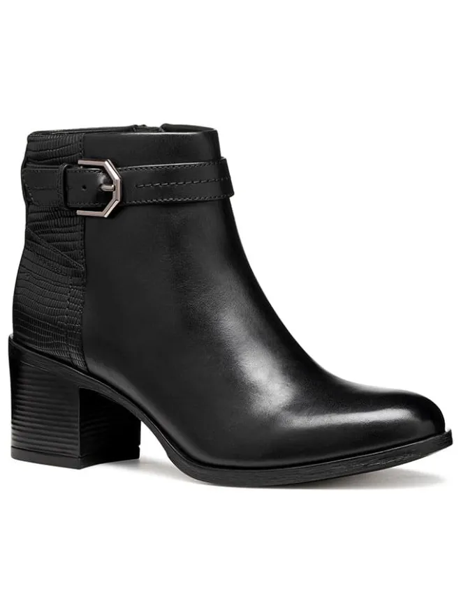Geox Stiefeletten^Leder-Stiefeletten "New Asheel" in Schwarz