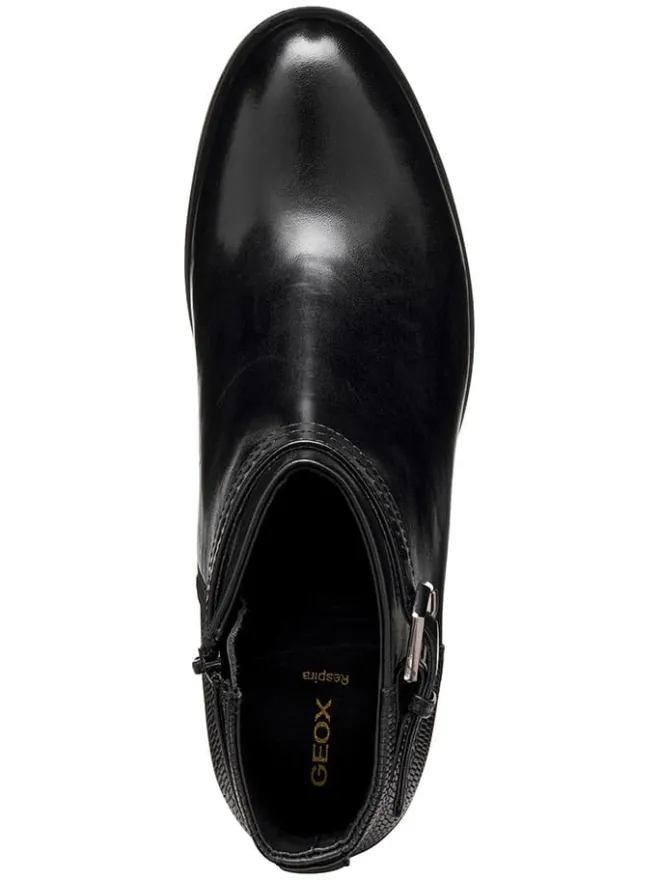 Geox Stiefeletten^Leder-Stiefeletten "New Asheel" in Schwarz