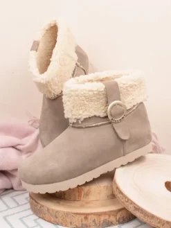 Leder-Winterboots in Beige><noscript><img width=