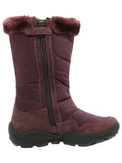 Leder-Winterstiefel in Aubergine><noscript><img width=