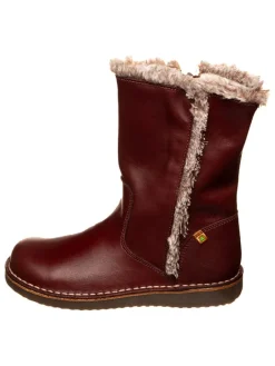 Leder-Winterstiefel in Dunkelrot>El Naturalista Hot