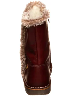 Leder-Winterstiefel in Dunkelrot><noscript><img width=