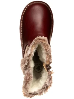 Leder-Winterstiefel in Dunkelrot><noscript><img width=