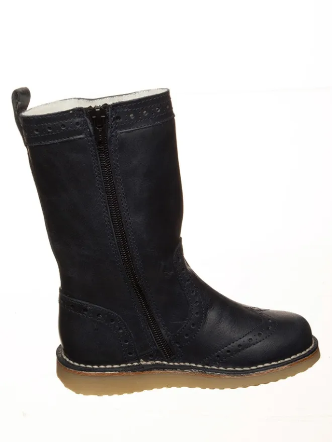 Leder-Winterstiefel in Dunkelblau>POM POM Outlet
