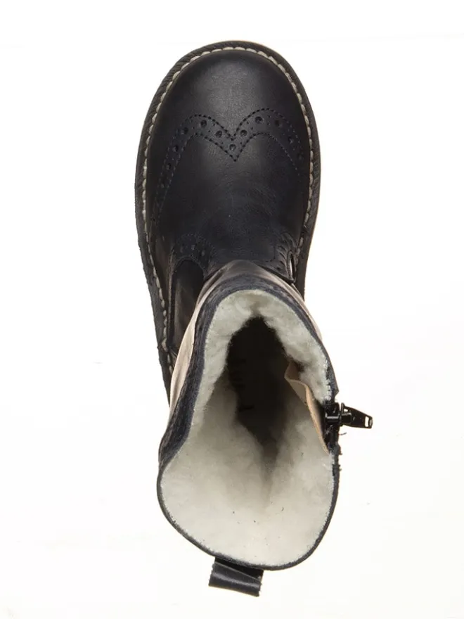 Leder-Winterstiefel in Dunkelblau>POM POM Outlet