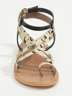 Leder-Zehensandalen "Fennel" in Gold/ Schwarz/ Beige>Les BAGATELLES Best