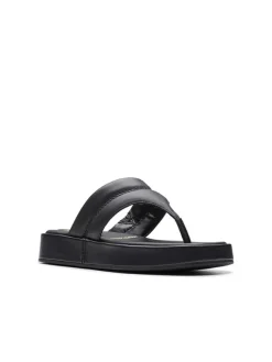 Clarks Sandalen^Leder-Zehentrenner "Alda Walk" in Schwarz