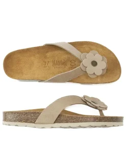Leder-Zehentrenner in Beige><noscript><img width=