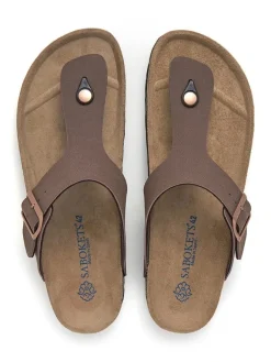 Leder-Zehentrenner in Braun><noscript><img width=