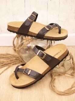 BABUNKERS Family Sandalen & Pantoletten^Leder-Zehentrenner in Braun