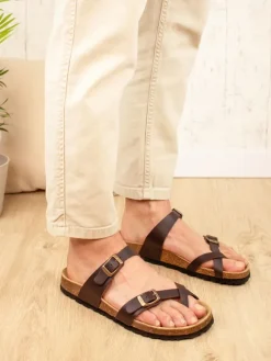 BABUNKERS Family Sandalen & Pantoletten^Leder-Zehentrenner in Braun