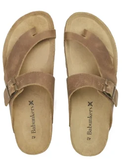 BABUNKERS Family Sandalen & Pantoletten^Leder-Zehentrenner in Hellbraun
