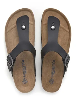 SABOKETS Sandalen & Pantoletten^Leder-Zehentrenner in Schwarz