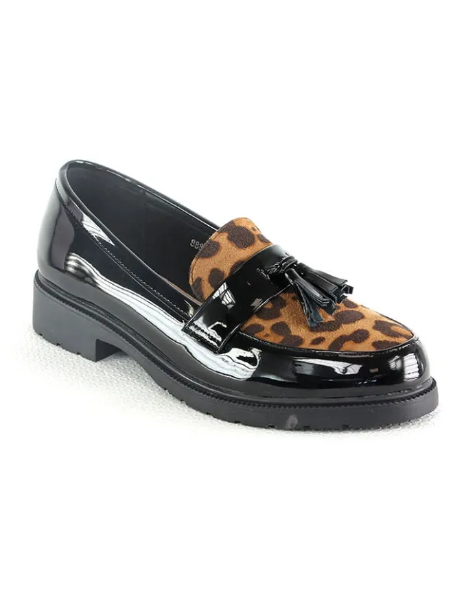Sixth Sens Halbschuhe^Mokassins in Schwarz/ Hellbraun