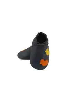 Bemesu Krabbelschuhe^Nachtblaue Baby-Leder-Laufschuhe, mit rutschfester Sohle - Entenmuster