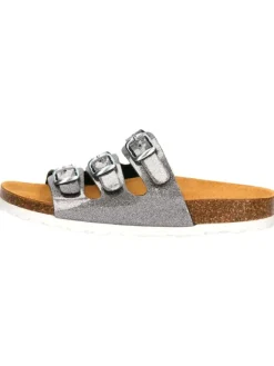 Lico Clogs & Pantoletten·Pantoletten^Pantolette "Bioline Kids Glitter" in Silberfarben